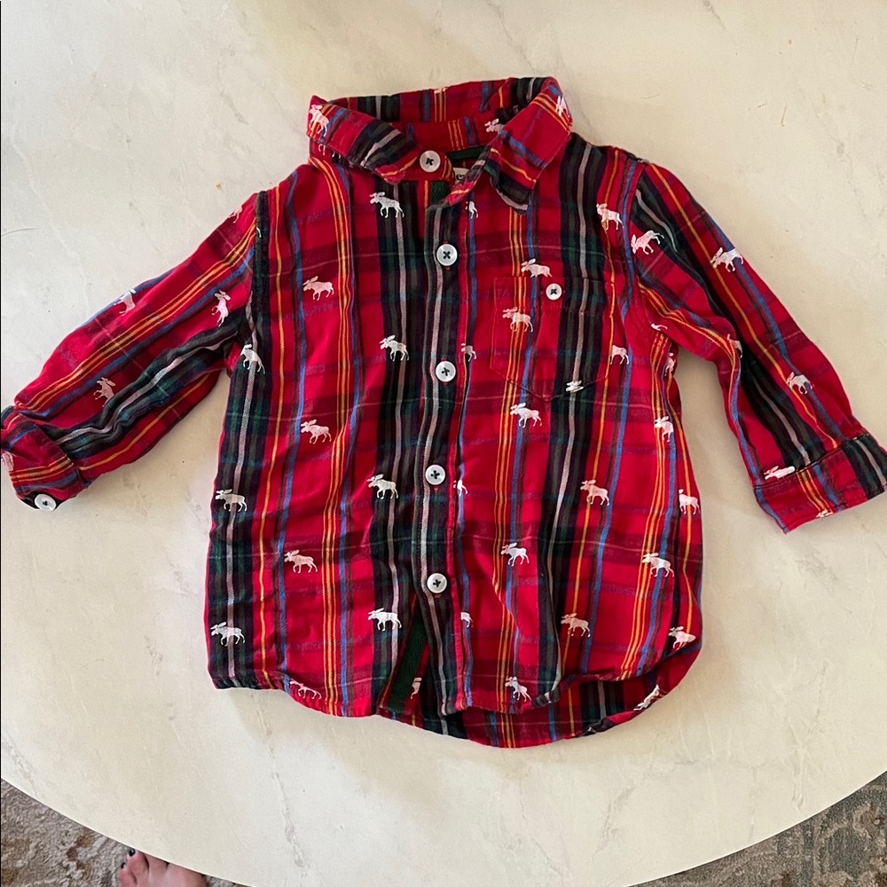 Hatley Red and Black Plaid Moose Shirt